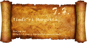 Timári Hargitta névjegykártya